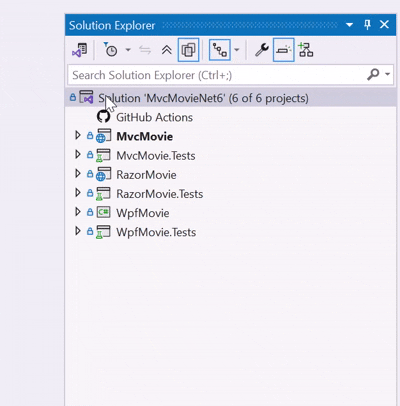 Gif showing how to invoke the tool with solution explorer