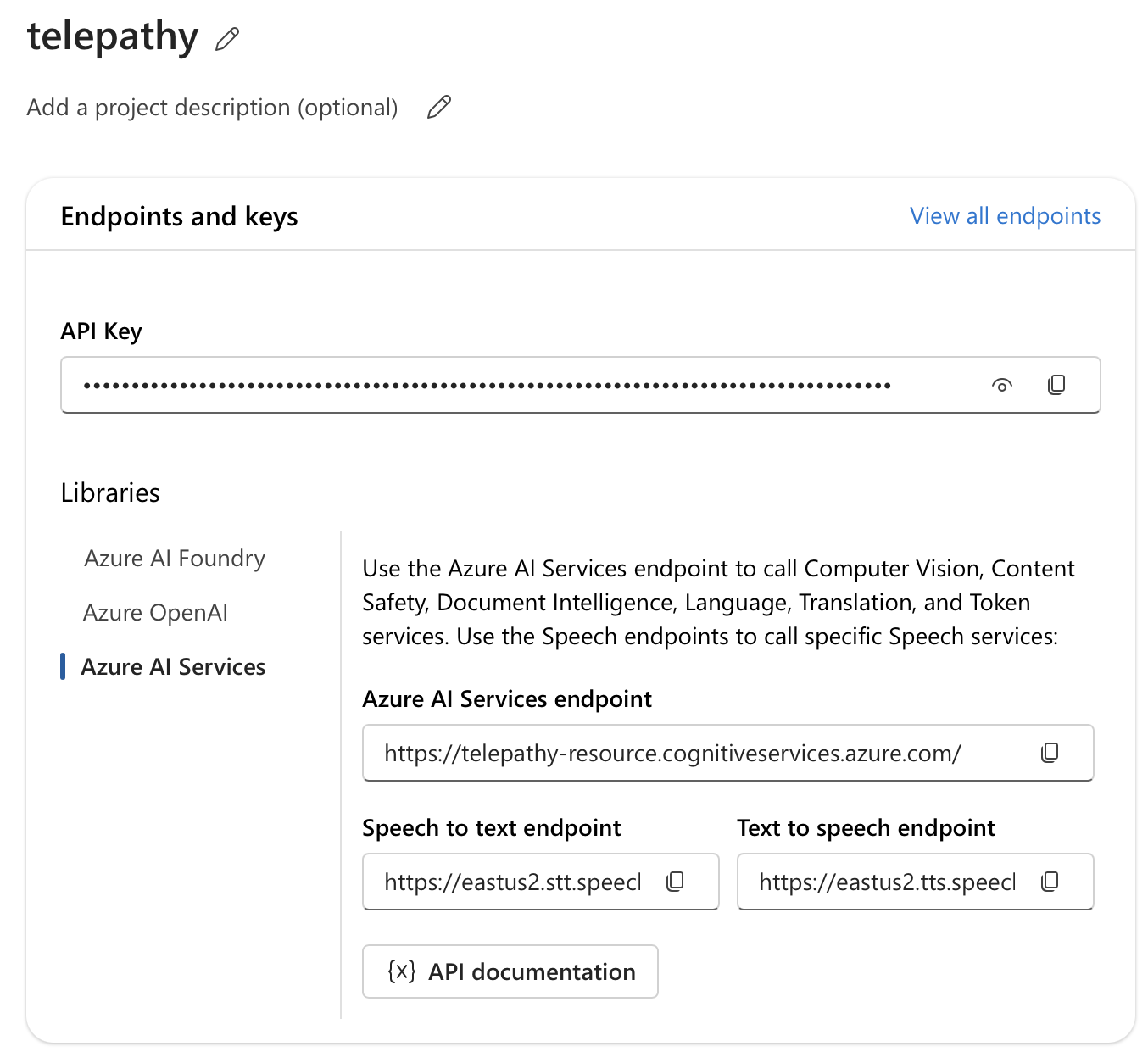 endpoints and key